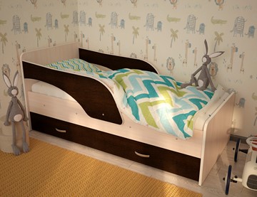 1-спальная детская кровать Максимка, корпус Млечный дуб, фасад Венге в Южно-Сахалинске
