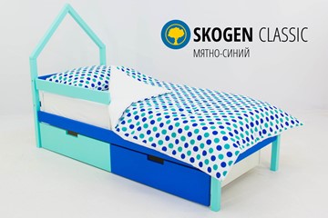 Детская кровать-домик мини Skogen мятно-синий в Южно-Сахалинске