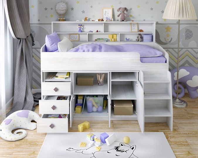 Кровать-чердак детская Малыш-5, цвет Винтерберг в Южно-Сахалинске - изображение 3