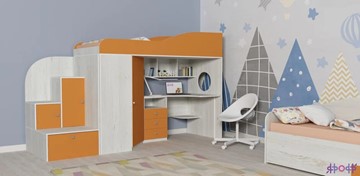 Детская кровать-шкаф Кадет-1, корпус Винтерберг, фасад Оранжевый в Южно-Сахалинске