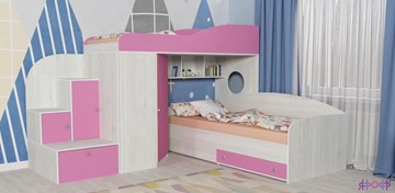 Детская кровать-шкаф Кадет-2, корпус Винтерберг, фасад Розовый в Южно-Сахалинске
