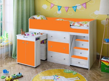 Детская кровать-шкаф Малыш 1600, корпус Винтерберг, фасад Оранжевый в Южно-Сахалинске