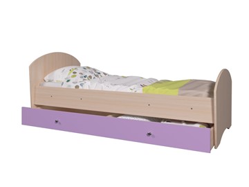 Кровать односпальная детская Мозайка без бортиков, корпус Млечный дуб/фасад Ирис (щиты) в Южно-Сахалинске