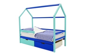 Кровать-домик в детскую Svogen синий-мятный в Южно-Сахалинске