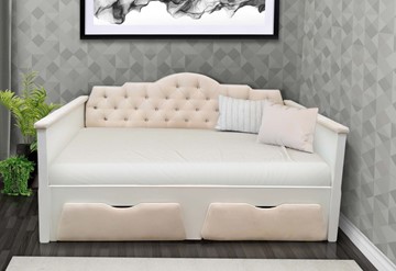 Детская кровать-софа Версаль Фея 800х1600, ЛДСП белый/ткань велюр в Южно-Сахалинске