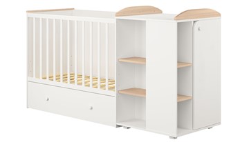 Детская кровать-шкаф с комодом POLINI Kids Ameli 800 Белый / Дуб пастельный, серия AMELI в Южно-Сахалинске