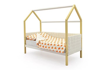 Детская кровать-домик «Svogen бежево-белый» мягкая в Южно-Сахалинске