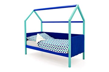 Кровать-домик в детскую Svogen, мятный-синий мягкая в Южно-Сахалинске