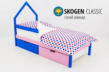 Кровать-домик детская мини Skogen синий-лаванда в Южно-Сахалинске