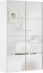 Шкаф 2-дверный Прайм (Зеркало/Зеркало) 1200x570x2300, белый снег в Южно-Сахалинске