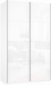 Шкаф Прайм (Белое стекло/Белое стекло) 1200x570x2300, белый снег в Южно-Сахалинске