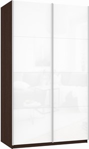 Шкаф 2-дверный Прайм (Белое стекло/Белое стекло) 1200x570x2300, венге в Южно-Сахалинске