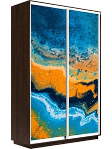 Шкаф Экспресс 1600x600x2400, Абстракция оранжево-голубая/венге в Южно-Сахалинске