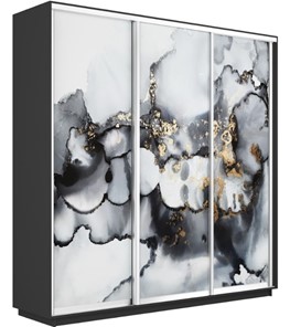 Шкаф 3-дверный Экспресс 1800х450х2400, Абстракция серая/серый диамант в Южно-Сахалинске