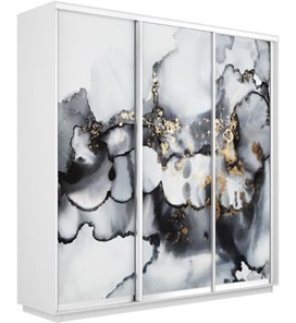Шкаф 3-дверный Экспресс 1800х600х2400, Абстракция серая/белый снег в Южно-Сахалинске