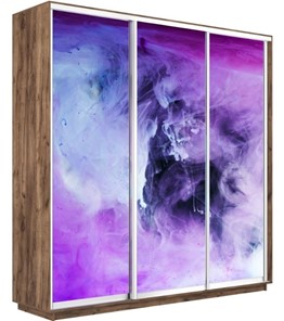 Шкаф 3-створчатый Экспресс 2400х600х2200, Фиолетовый дым/дуб табачный в Южно-Сахалинске