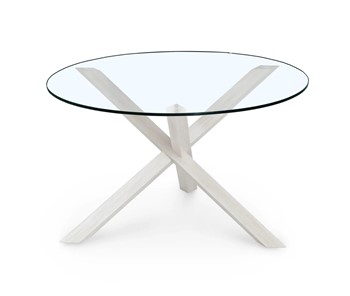 Стеклянный столик Оникс-3, Выбеленный дуб/Прозрачное стекло в Южно-Сахалинске