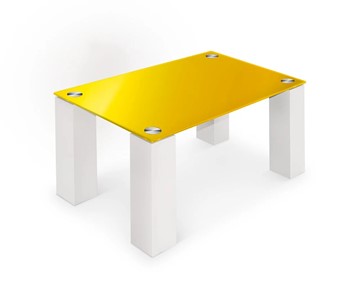 Журнальный столик Колизей-8, белый/желтое стекло в Южно-Сахалинске