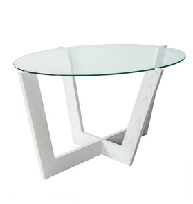 Стеклянный столик Оникс-6, Выбеленный дуб/Прозрачное стекло в Южно-Сахалинске