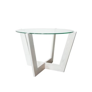 Стеклянный столик Оникс-10, Выбеленный дуб/Прозрачное стекло в Южно-Сахалинске