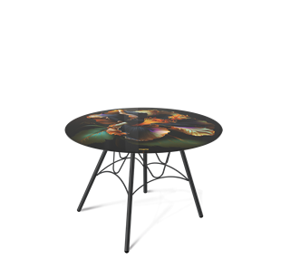 Круглый столик SHT-S100 / SHT-TT32 60 стекло/МДФ (ночной цветок/черный муар) в Южно-Сахалинске