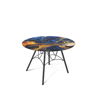Круглый столик SHT-S100 / SHT-TT32 60 стекло/МДФ (синий сапфир/черный муар) в Южно-Сахалинске