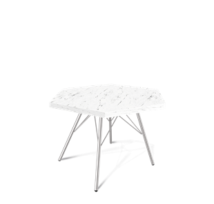 Шестигранный столик SHT-S37 / SHT-ТT20 60 ЛДСП (мрамор каррара белый/хром лак) в Южно-Сахалинске