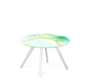 Круглый столик SHT-S39 / SHT-TT32 60 стекло/МДФ (лазурно голубой/белый/патина серебро) в Южно-Сахалинске
