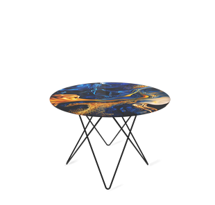 Круглый столик SHT-TU37 / SHT-TT32 60 стекло/МДФ (синий сапфир/черный муар) в Южно-Сахалинске