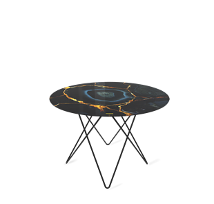 Круглый столик SHT-TU37 / SHT-TT32 60 стекло/МДФ (титановый кварц/черный муар) в Южно-Сахалинске