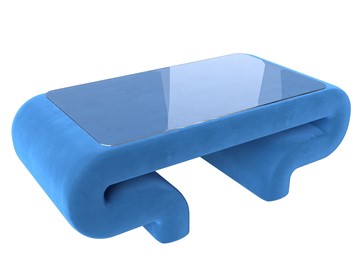Стеклянный столик в зал Волна, голубой (велюр) в Южно-Сахалинске