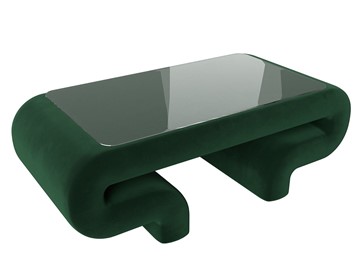 Стеклянный журнальный столик Волна, зеленый (велюр) в Южно-Сахалинске