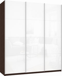 Шкаф-купе 3-х створчатый Прайм (3 Белое стекло) 2100x570x2300, венге в Южно-Сахалинске
