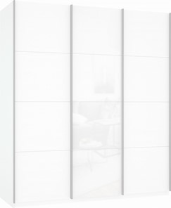 Шкаф-купе Прайм (ДСП/Белое стекло/ДСП) 1800x570x2300, белый снег в Южно-Сахалинске