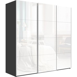 Шкаф 3-х створчатый Эста, 12 белых стекол, 2700x660x2200, серый диамант в Южно-Сахалинске