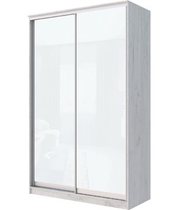 Шкаф 2-х дверный Хит-22-12-22 с цветным стеклом, белое №10, Дуб крафт белый в Южно-Сахалинске