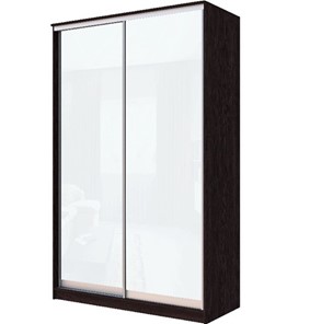 Шкаф 2-х створчатый Хит-22-15-22 с цветным стеклом, белое №10, Венге в Южно-Сахалинске