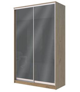 Шкаф 2-х дверный Хит-22-4-12/2-22 с цветным стеклом, темно-серый 073, Дуб крафт золотой в Южно-Сахалинске