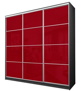 Шкаф 3-х дверный MAX МШ-25-6-24-222, Профиль Белый/Цвет Графит/Oraclal Бургунди в Южно-Сахалинске