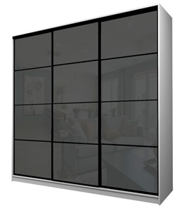 Шкаф 3-х дверный MAX МШ-25-6-24-222, Профиль Черный/Цвет Белый/Oraclal Темно-серый в Южно-Сахалинске
