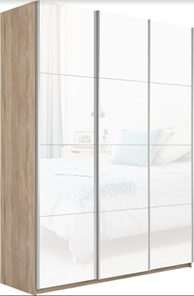 Шкаф трехстворчатый Прайм (3 Белое стекло) 1800x570x2300, дуб сонома в Южно-Сахалинске
