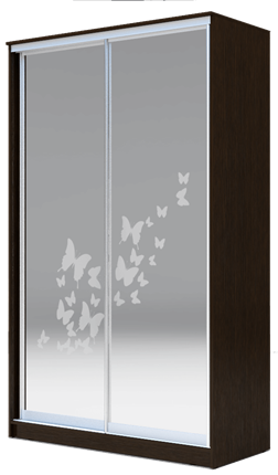 Шкаф 2-х створчатый 2300х1362х620 два зеркала, "Бабочки" ХИТ 23-14-66-05 Венге Аруба в Южно-Сахалинске - изображение