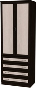 Шкаф 2-х дверный 103 со штангой, цвет Венге в Южно-Сахалинске