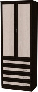Шкаф 2-х дверный 103 со штангой, цвет Венге в Южно-Сахалинске - изображение