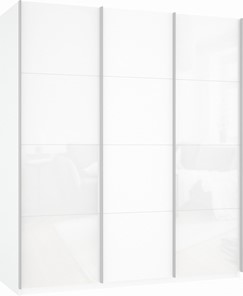 Шкаф-купе Прайм (Белое стекло/ДСП/Белое стекло) 2100x570x2300, белый снег в Южно-Сахалинске