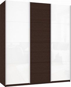 Шкаф 3-х створчатый Прайм (Белое стекло/ДСП/Белое стекло) 1800x570x2300, венге в Южно-Сахалинске