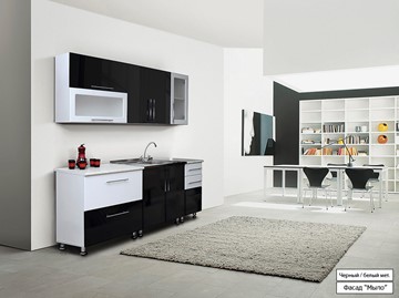 Кухонный гарнитур Мыло 224 2000х918, цвет Черный/Белый металлик в Южно-Сахалинске