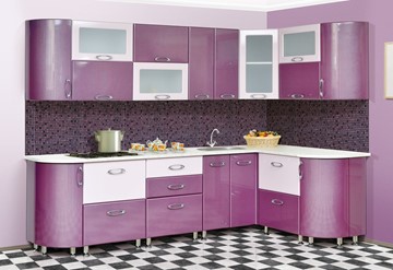 Модульная кухня Мыло 128 2700х1500, цвет Фиолет/Пастель фиолет в Южно-Сахалинске