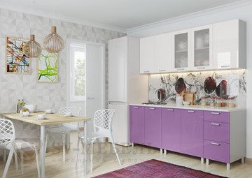 Кухня Модерн, белый глянец/фиолетовый металлик в Южно-Сахалинске
