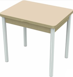Маленький стол Бари хром №6 (стекло молочное/дуб выбеленный) в Южно-Сахалинске